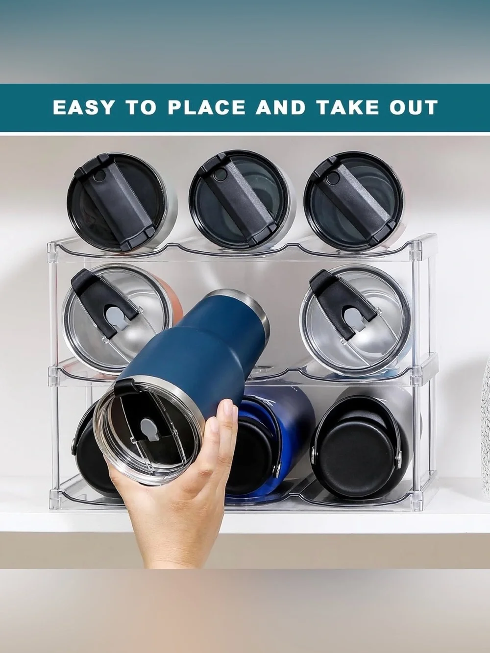 Clear 6-Tier Acrylic Tumbler Organizer - Transparent